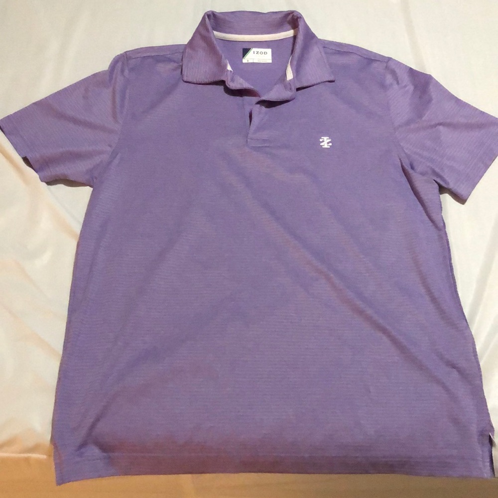 Purple and Grey Striped Izod Polo.